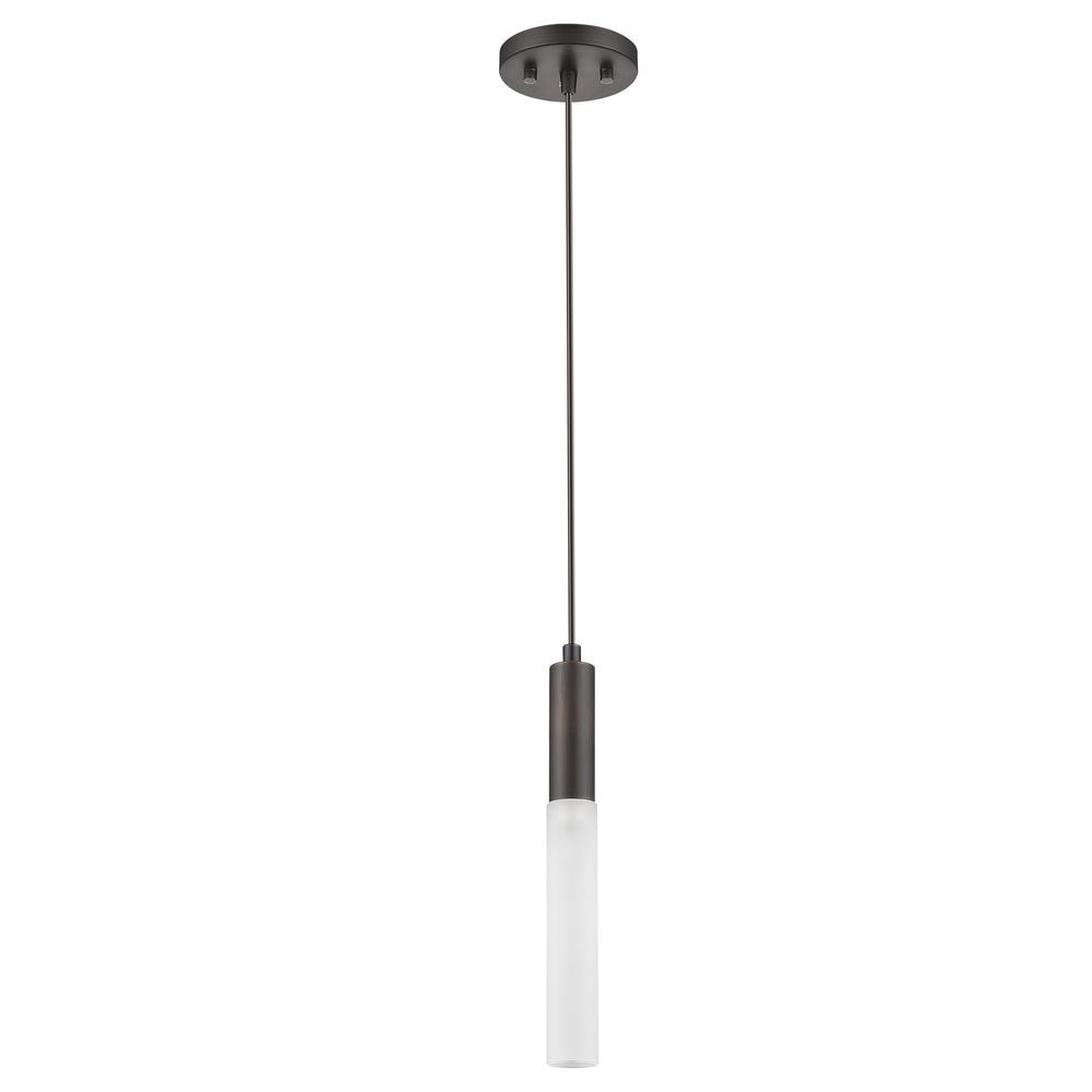Bronze Pendant Hanging Light with Frosted Glass Shade. Picture 1