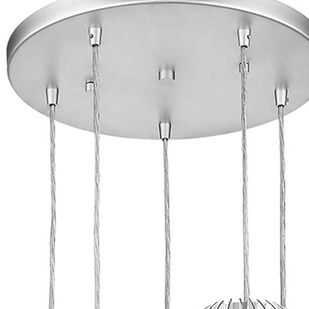 Five Light Acrylic and Steel Shade Hanging Globe Light. Picture 3
