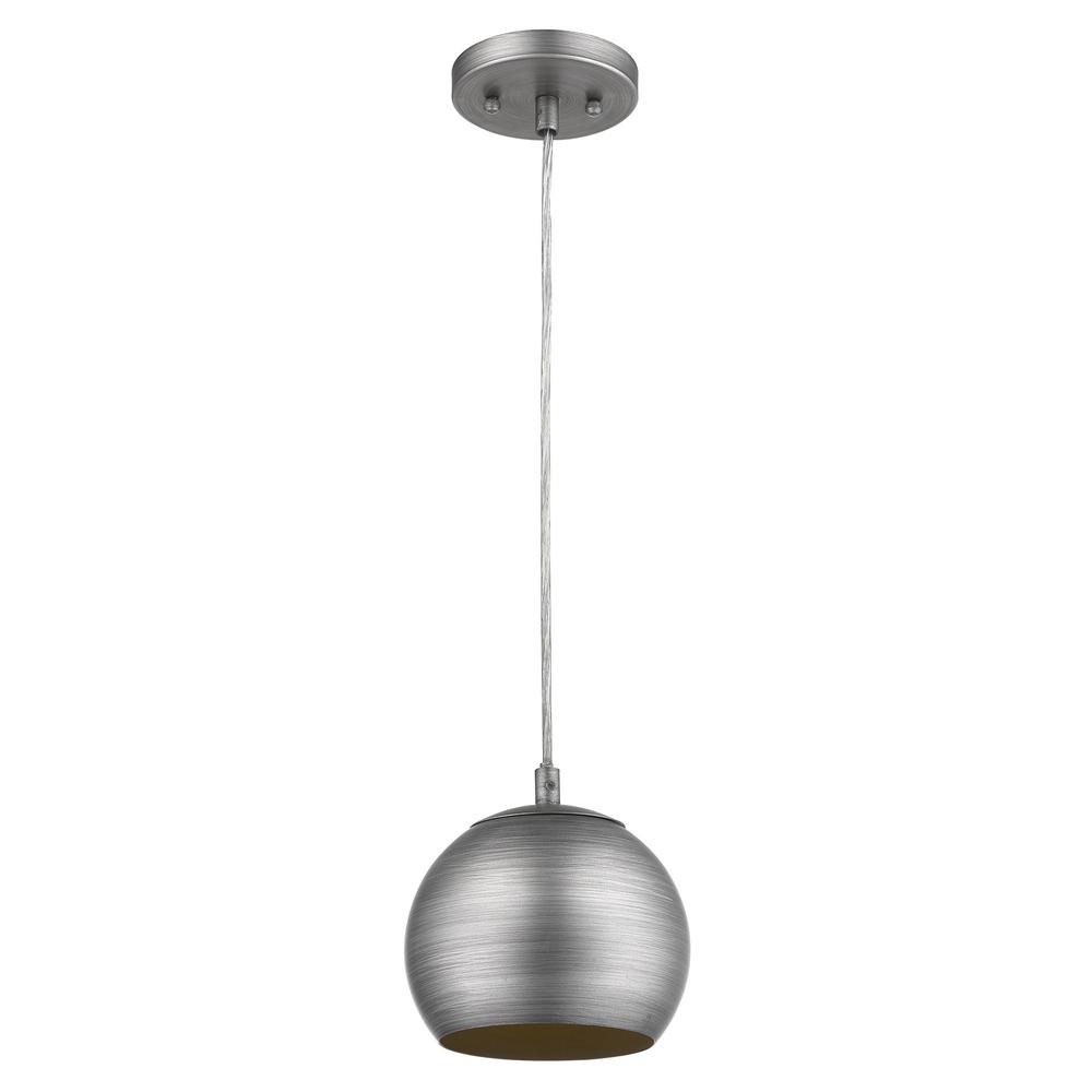 Light Gray and Gold Hanging Dome Light. Picture 1