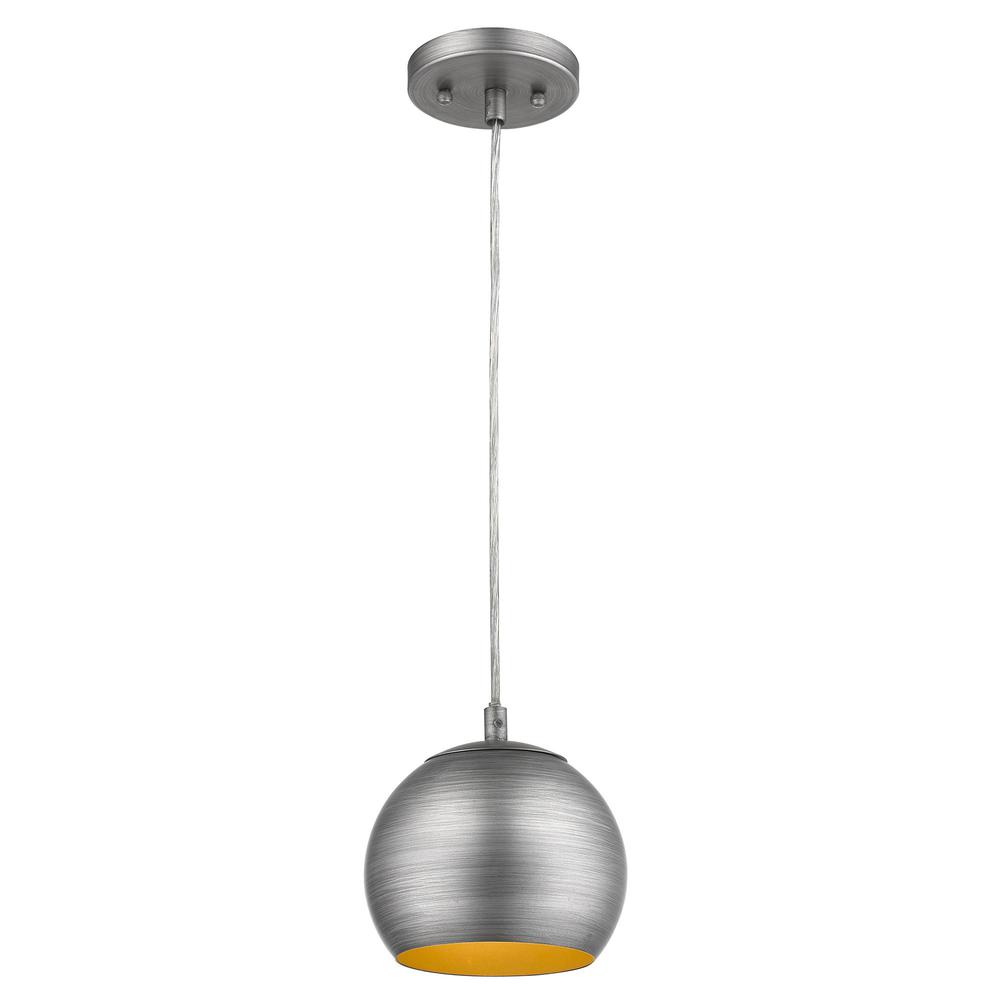 Light Gray and Gold Hanging Dome Light. Picture 2