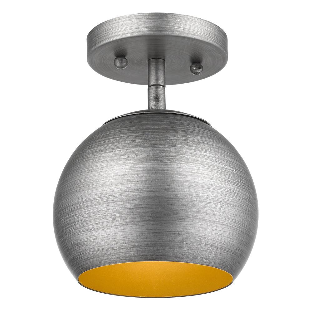 Light Gray and Gold Hanging Dome Light. Picture 4