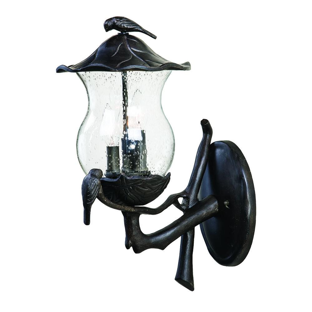 Avian 3-Light Black Coral Wall Light With Seeded Glass. Picture 1