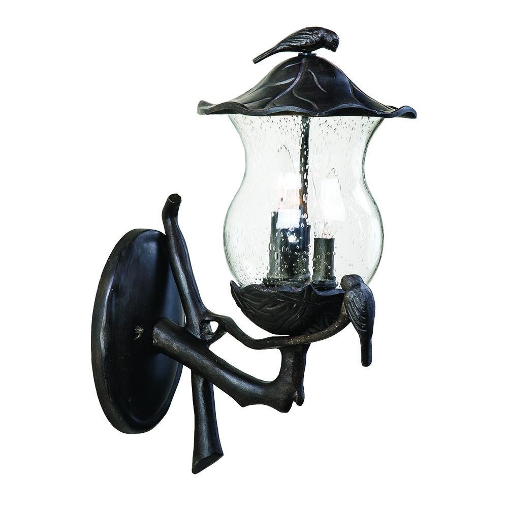 Avian 3-Light Black Coral Wall Light With Seeded Glass. Picture 2
