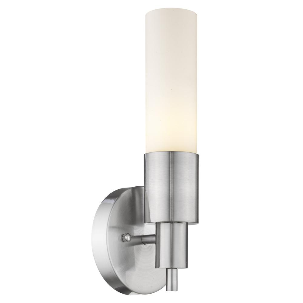 Silver Narrow Wall Light with Frosted Glass Shade. Picture 1