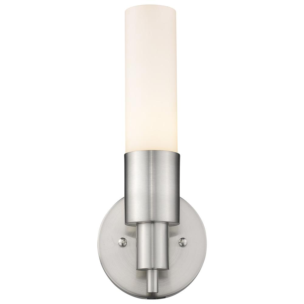 Silver Narrow Wall Light with Frosted Glass Shade. Picture 4