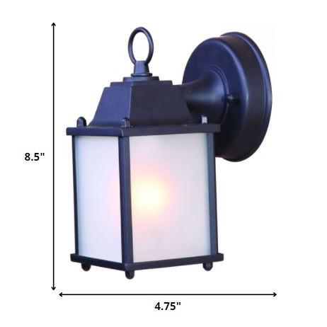 Matte Black Hanging Frosted Glass Lantern Wall Light. Picture 5