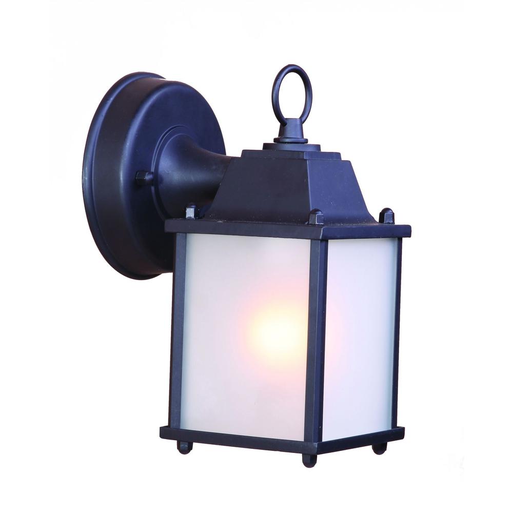 Matte Black Hanging Frosted Glass Lantern Wall Light. Picture 2