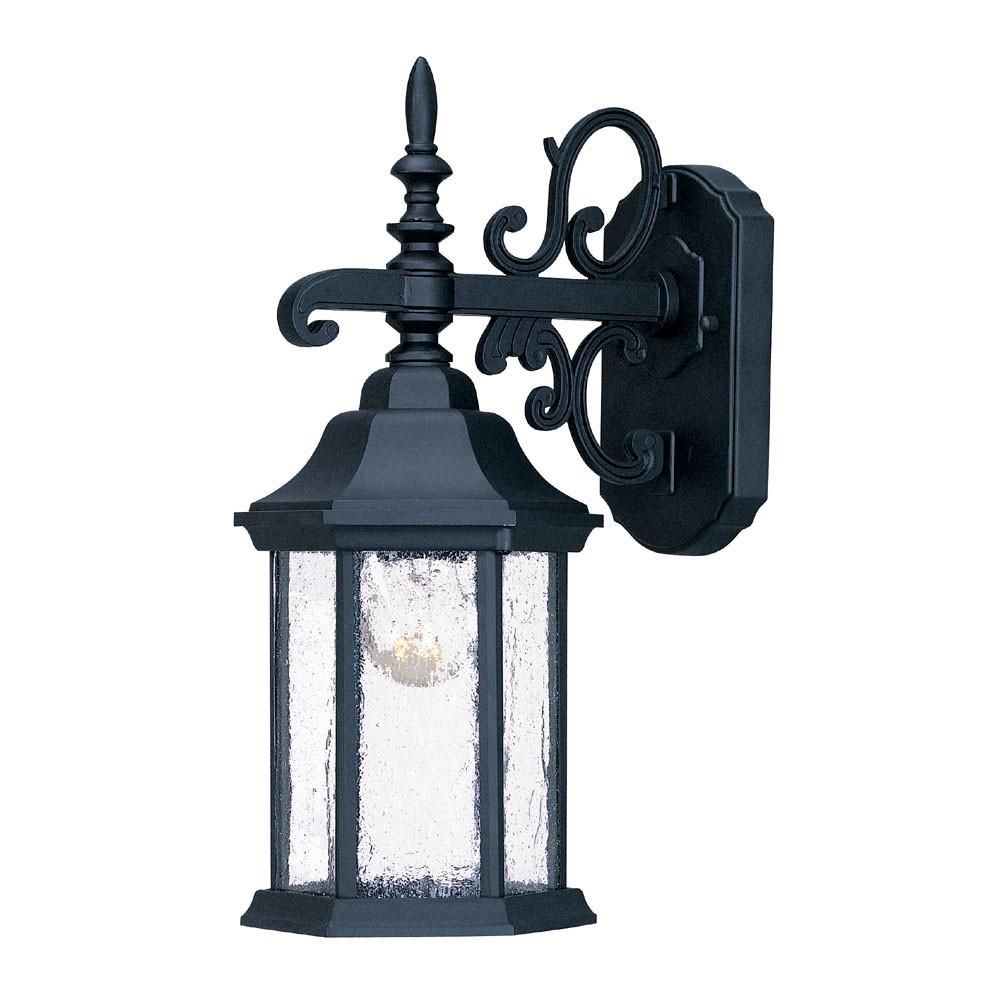 Narrow Matte Black Domed Hanging Lantern Wall Light. Picture 1