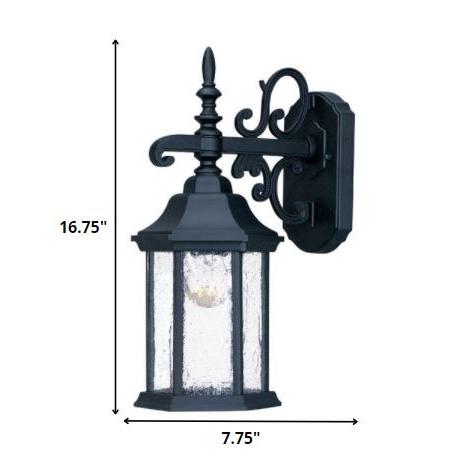 Narrow Matte Black Domed Hanging Lantern Wall Light. Picture 5