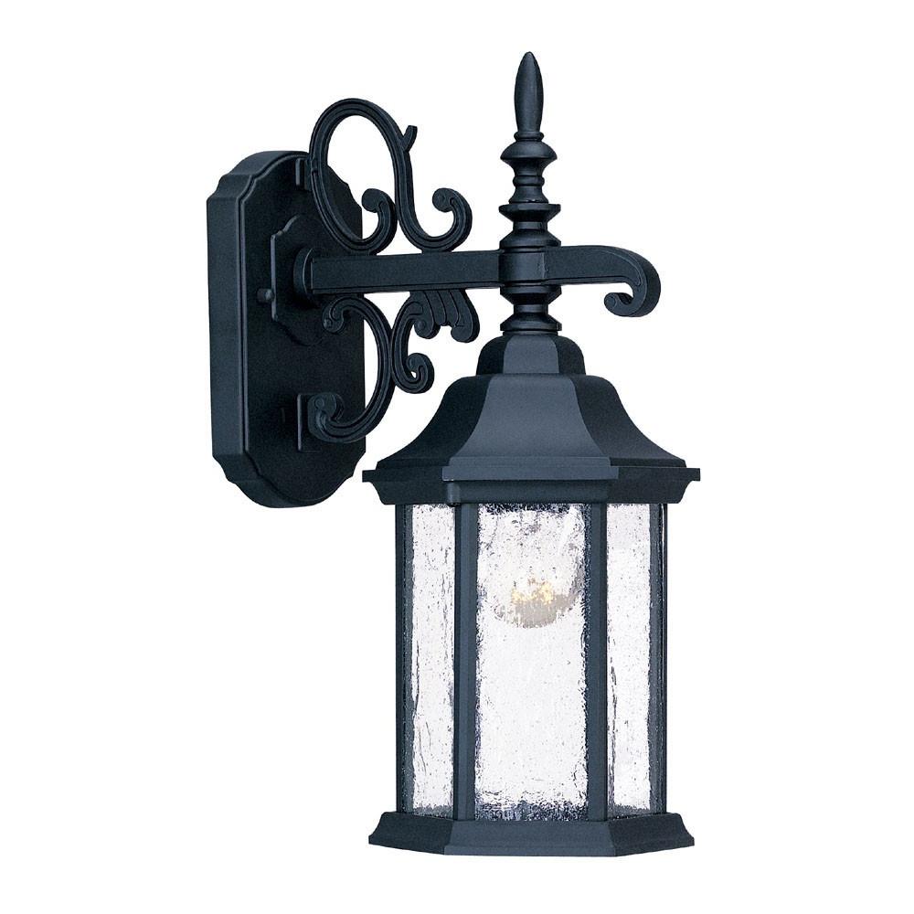 Narrow Matte Black Domed Hanging Lantern Wall Light. Picture 2