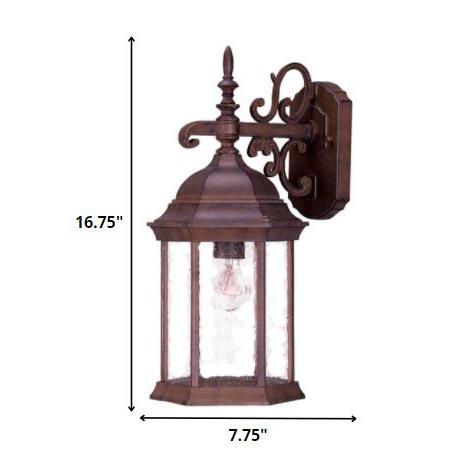 Narrow Brown Domed Hanging Lantern Wall Light. Picture 5