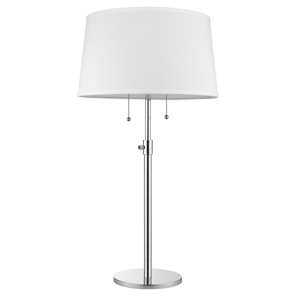 31" Silver Metal Two Light Adjustable Table Lamp With White Empire Shade. Picture 2