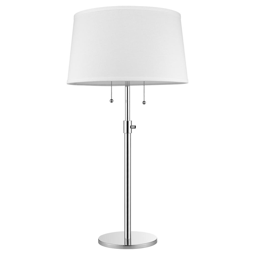 31" Silver Metal Two Light Adjustable Table Lamp With White Empire Shade. Picture 3