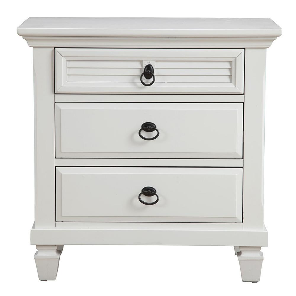 White Plantation 3 Drawer Nightstand White Finish. Picture 3