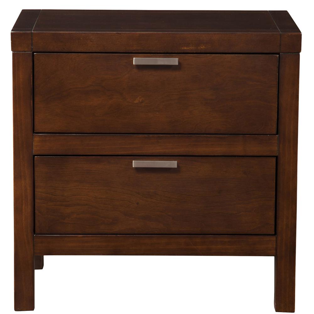 Cappuccino Contempo Wooden Two Drawer Nightstand Cappuccino (Brown) Finish. Picture 1