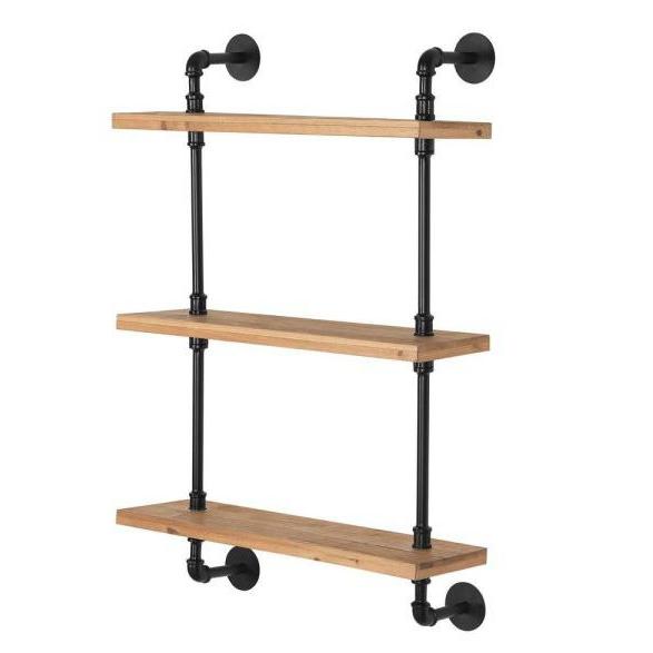 24" Three Shelves Solid Wood Wall Mounted Shelving Unit. Picture 1