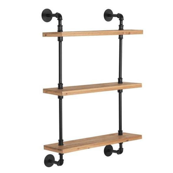 24" Three Shelves Solid Wood Wall Mounted Shelving Unit. Picture 2