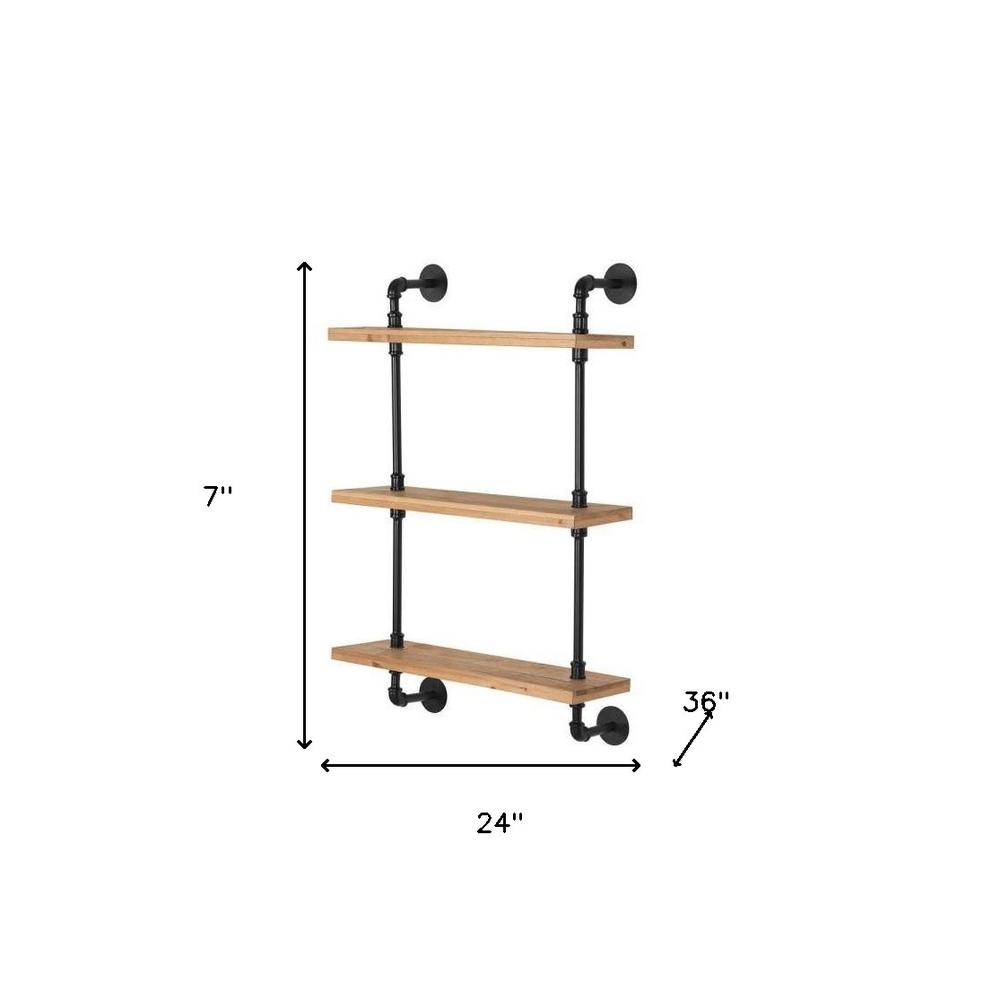 24" Three Shelves Solid Wood Wall Mounted Shelving Unit. Picture 6