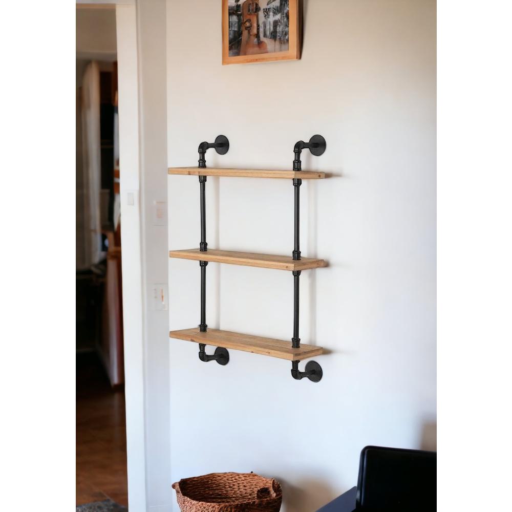 24" Three Shelves Solid Wood Wall Mounted Shelving Unit. Picture 3