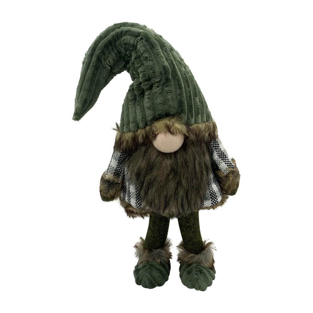 Dark Green and Plaid Fabric Gnome. Picture 1
