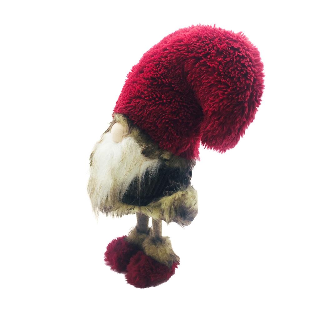 Big Red Fur Hat Cheetah Coat Gnome. Picture 2