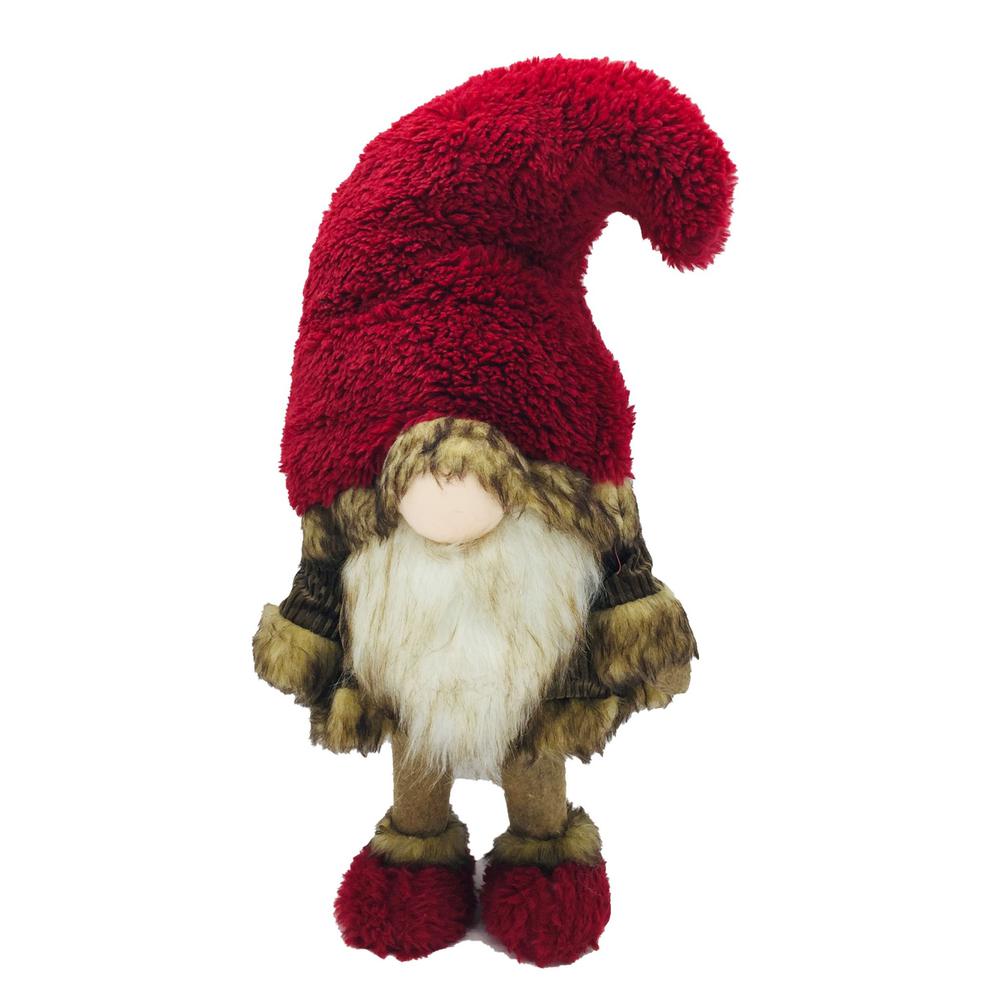 Big Red Fur Hat Rugged Gnome. Picture 1