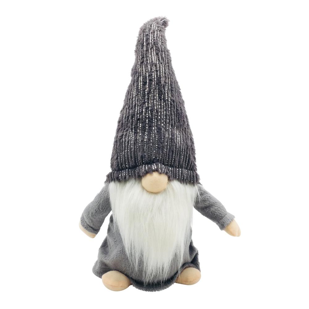 Sparkly Grey Fabric Gnome. The main picture.