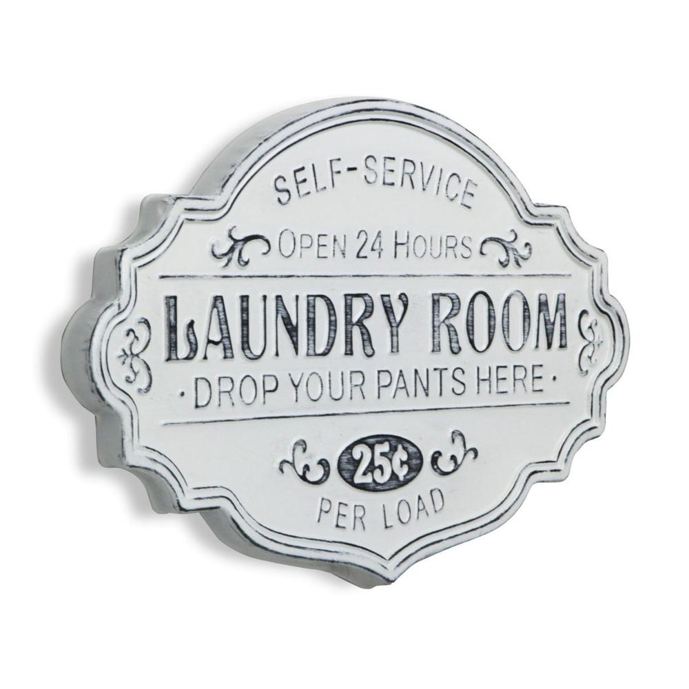 Laundry Room Metal Sign White. Picture 1
