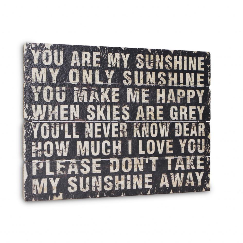 Black Wooden You Are My Sunshine Wall Art Black. Picture 1