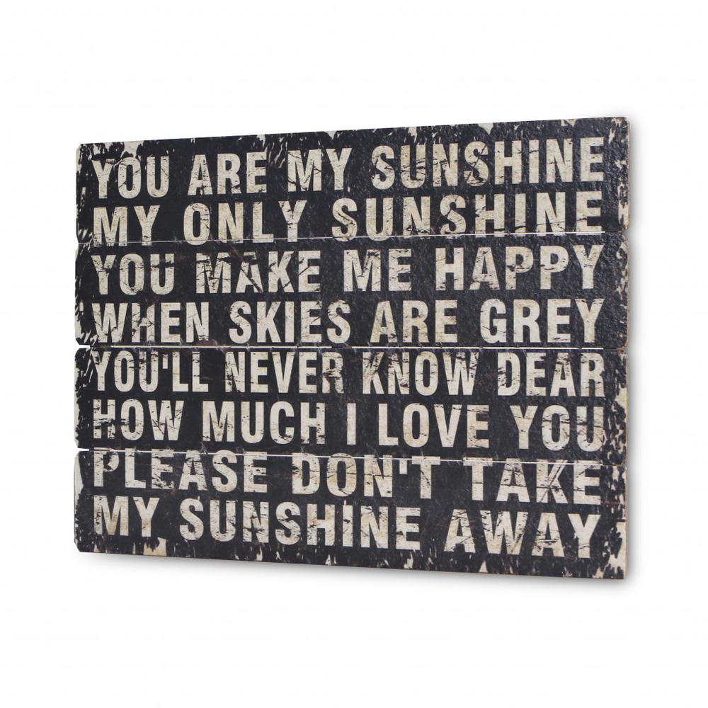 Black Wooden You Are My Sunshine Wall Art Black. Picture 2