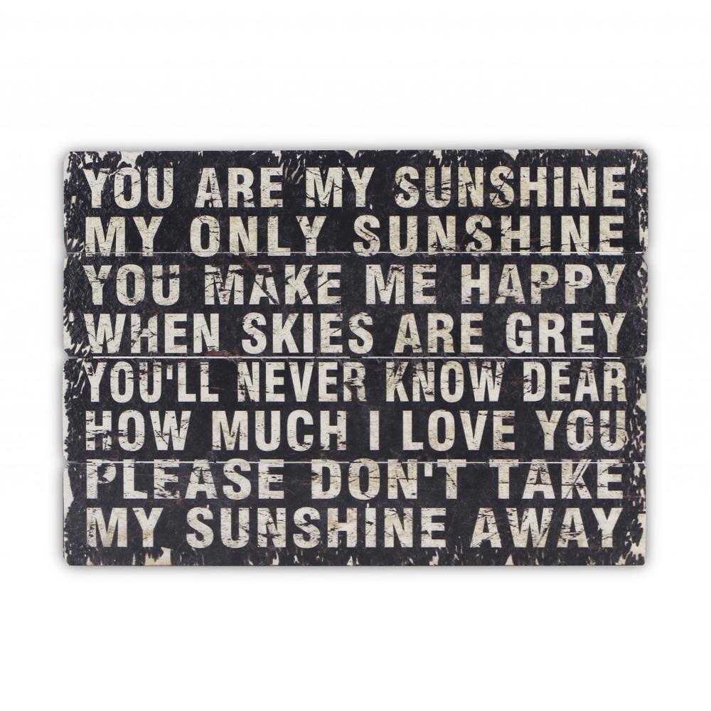 Black Wooden You Are My Sunshine Wall Art Black. Picture 3