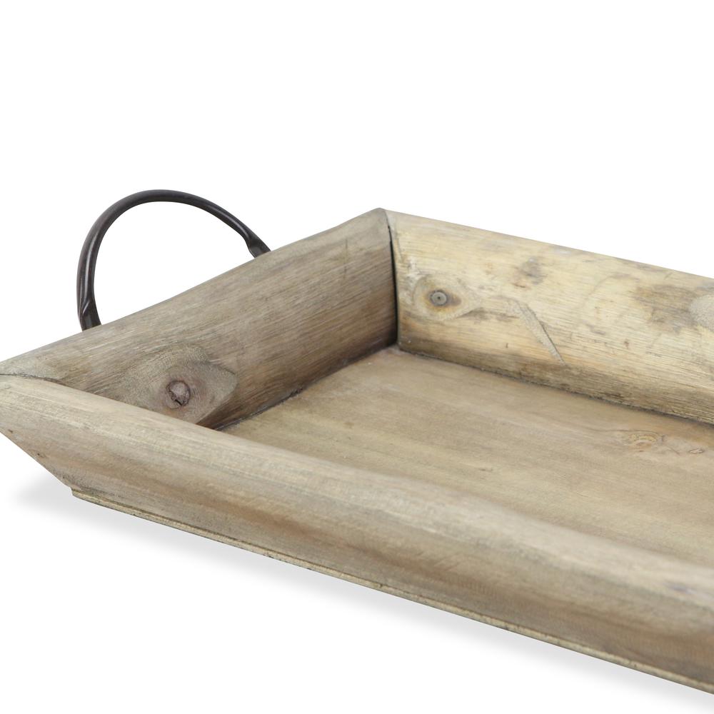 Deep Wooden Tray with Metal Handles Brown. Picture 4