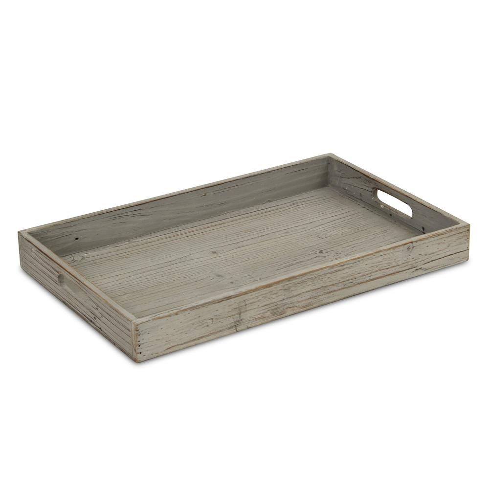 Minimalist Gray Wooden Tray Gray. Picture 1
