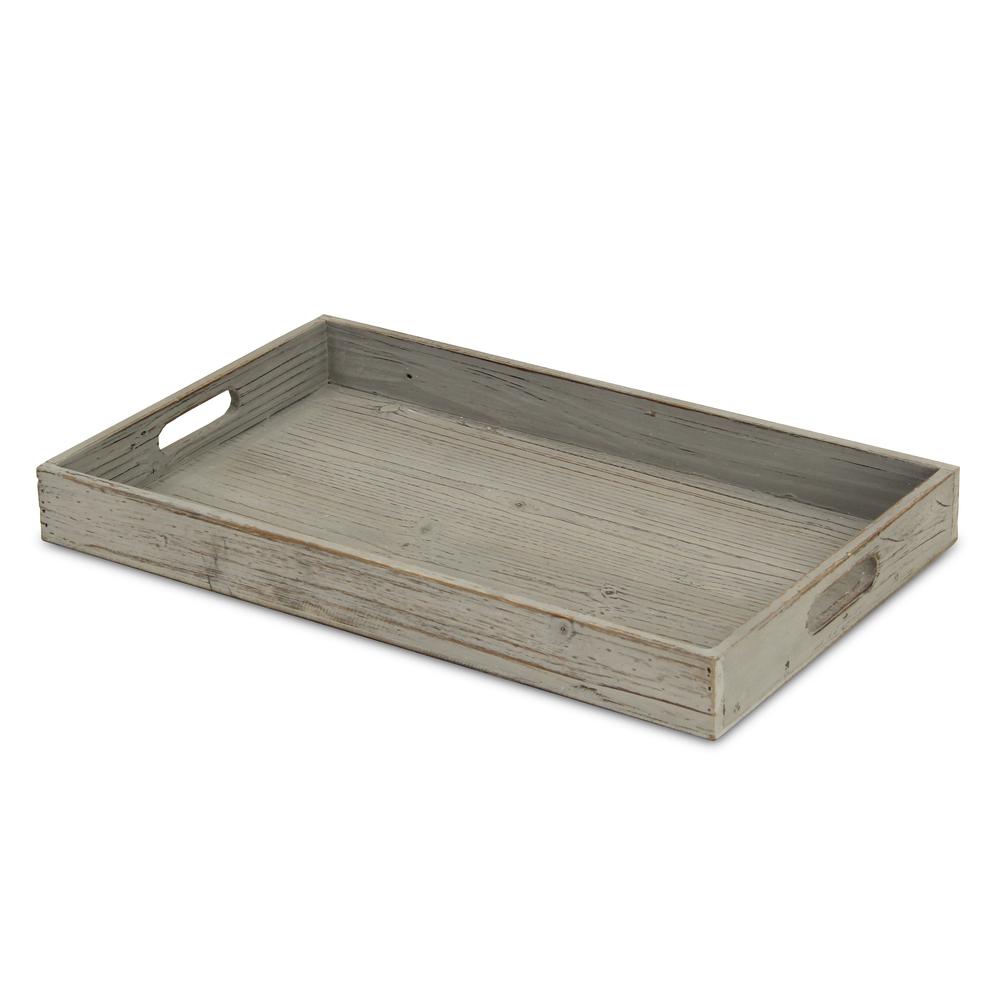 Minimalist Gray Wooden Tray Gray. Picture 2