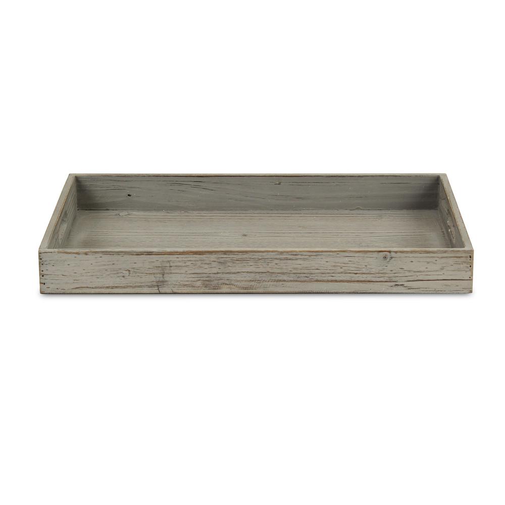 Minimalist Gray Wooden Tray Gray. Picture 4
