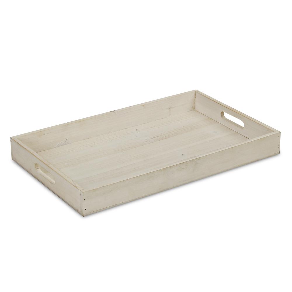 Minimalist Light Gray Wooden Tray White. Picture 1