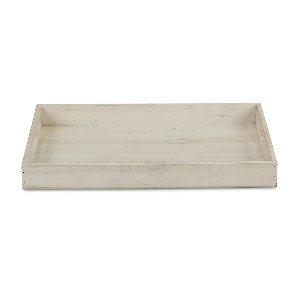 Minimalist Light Gray Wooden Tray White. Picture 3
