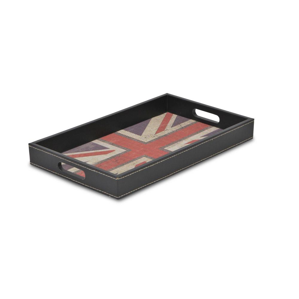 Union Jack Faux Leather Serving Tray Black. Picture 2