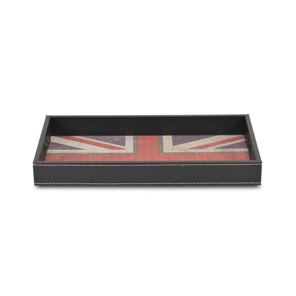 Union Jack Faux Leather Serving Tray Black. Picture 3