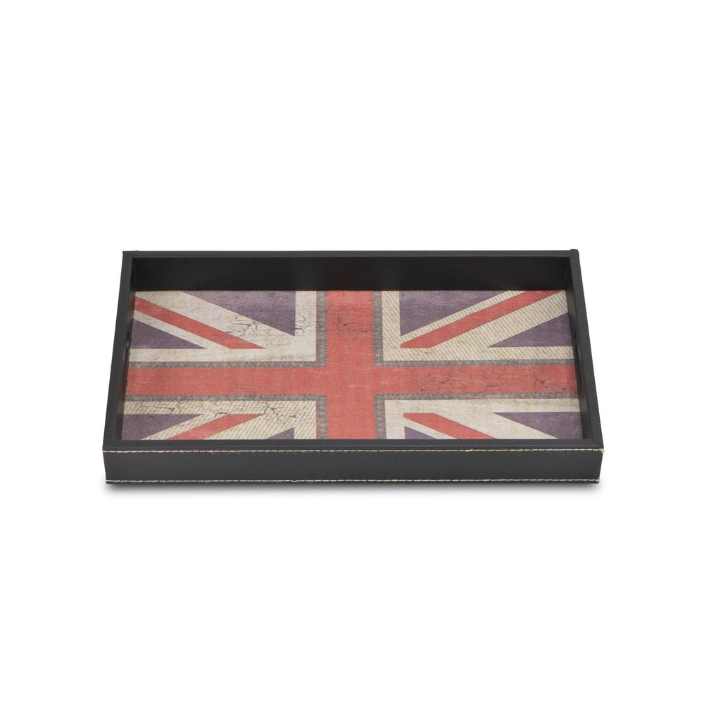 Union Jack Faux Leather Serving Tray Black. Picture 4