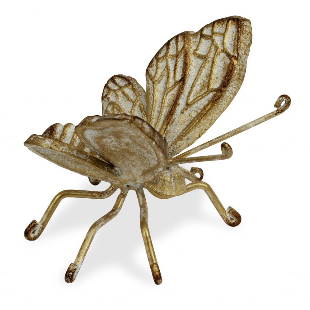 Gold Cast Iron Butterfly Decorative Sculpture Gold. Picture 1