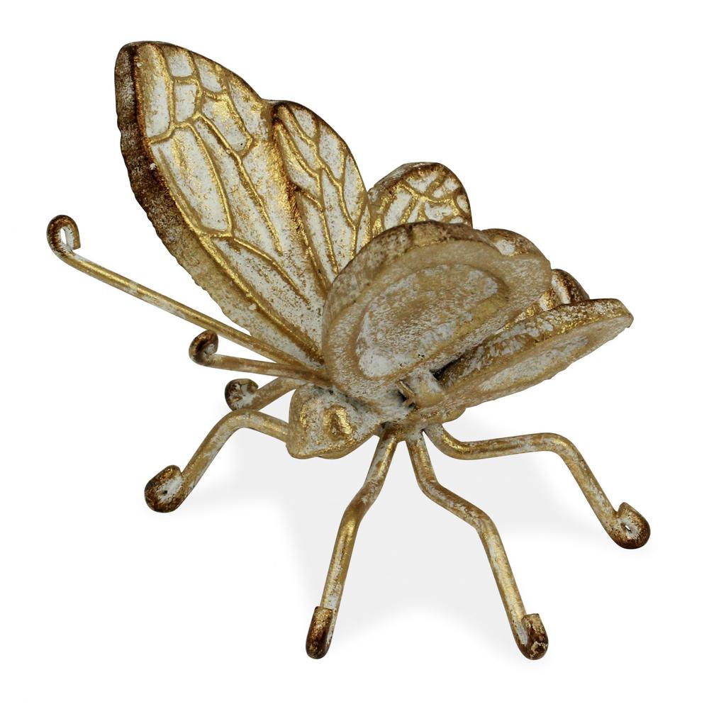 Gold Cast Iron Butterfly Decorative Sculpture Gold. Picture 2