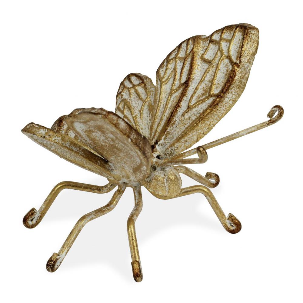 Gold Cast Iron Butterfly Decorative Sculpture Gold. Picture 3