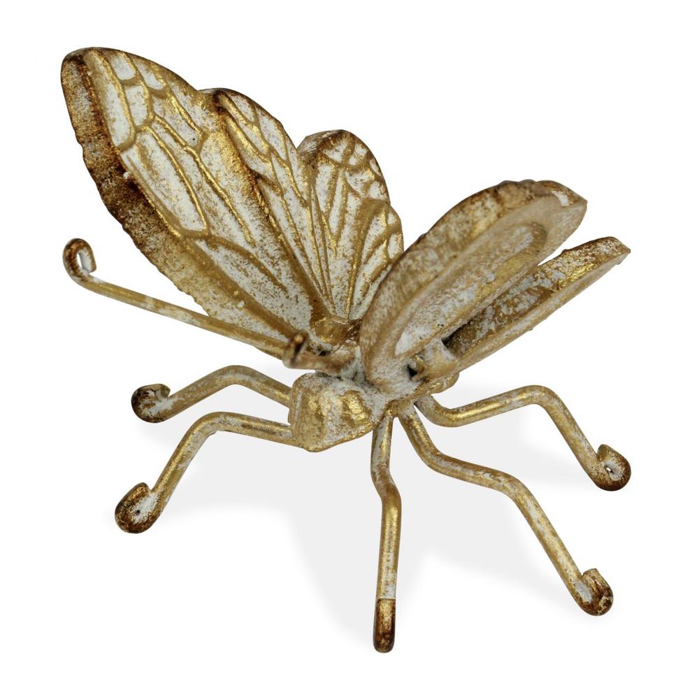 Gold Cast Iron Butterfly Decorative Sculpture Gold. Picture 4