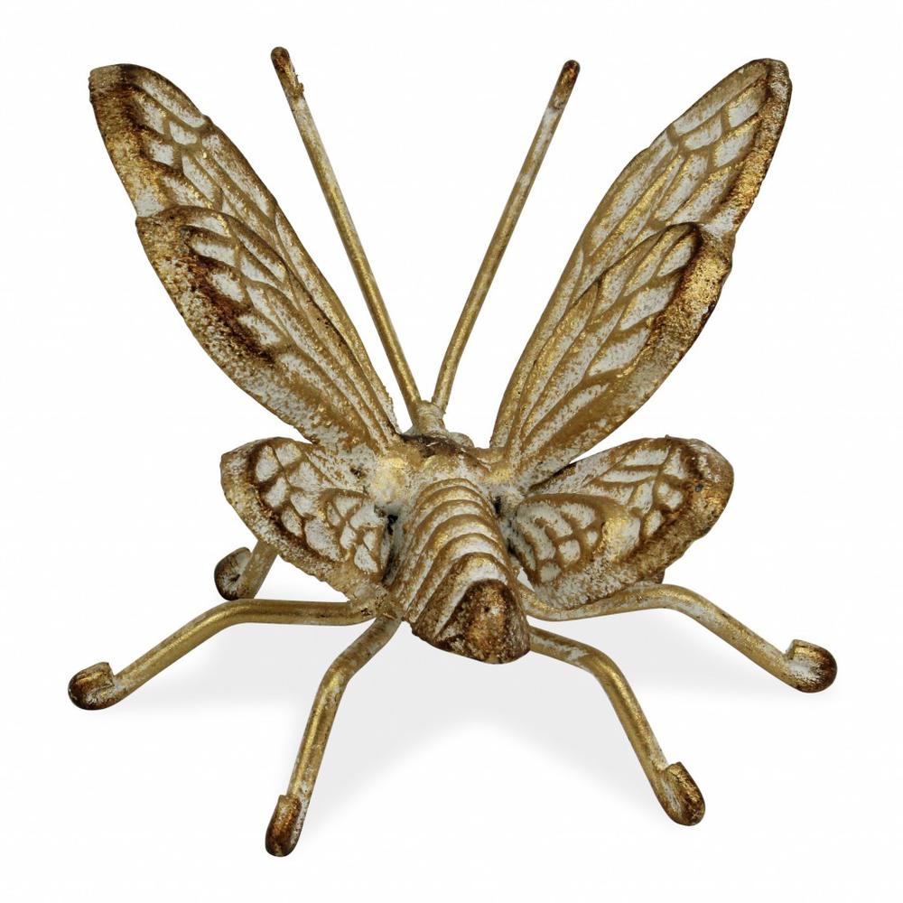 Gold Cast Iron Butterfly Decorative Sculpture Gold. Picture 6