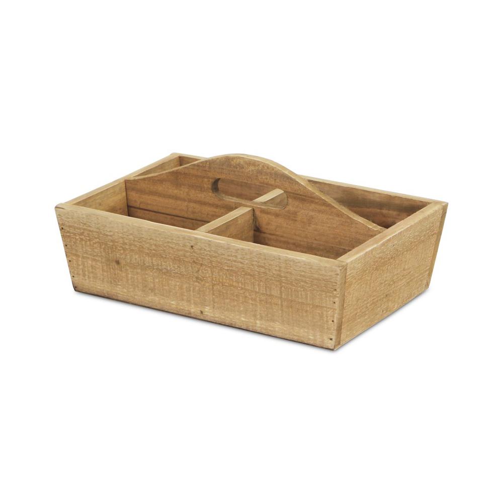 Four Compartment Wooden Caddy Brown. Picture 2
