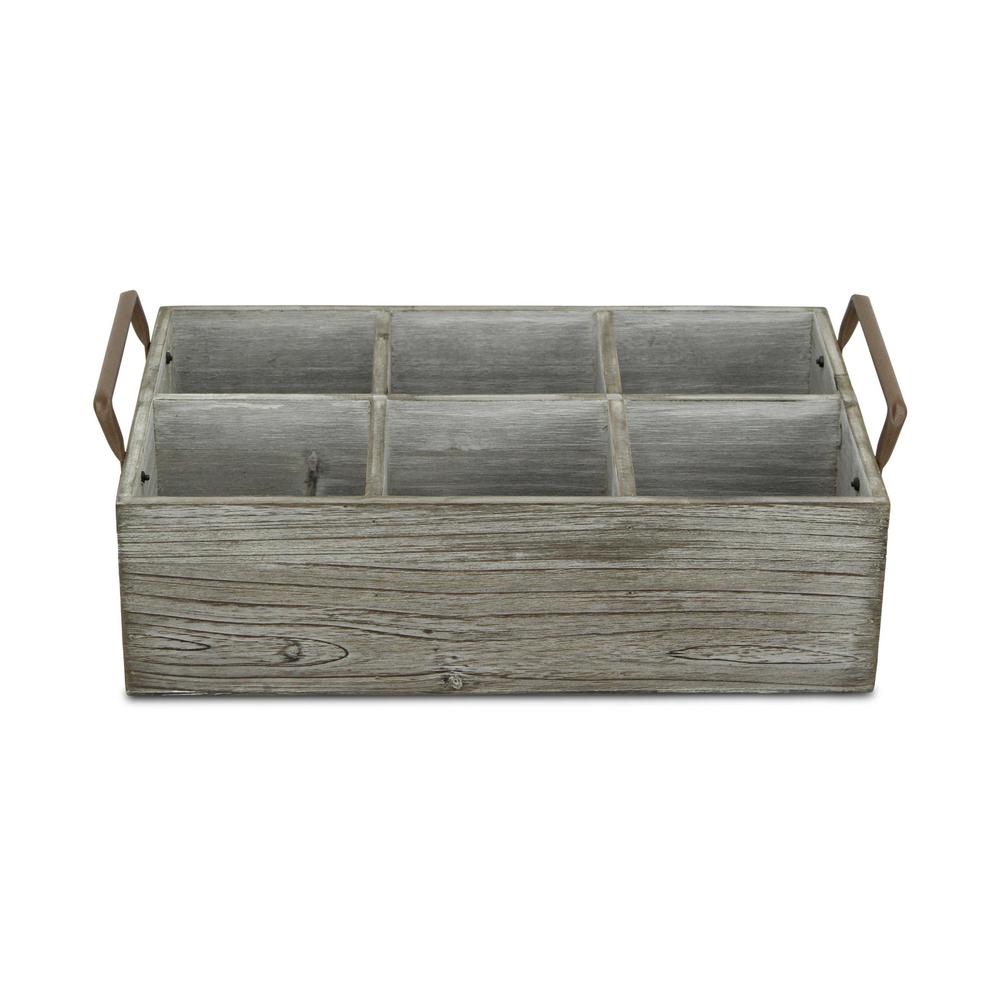 Rustic Graywash Six Slot Wooden Caddy. Picture 5
