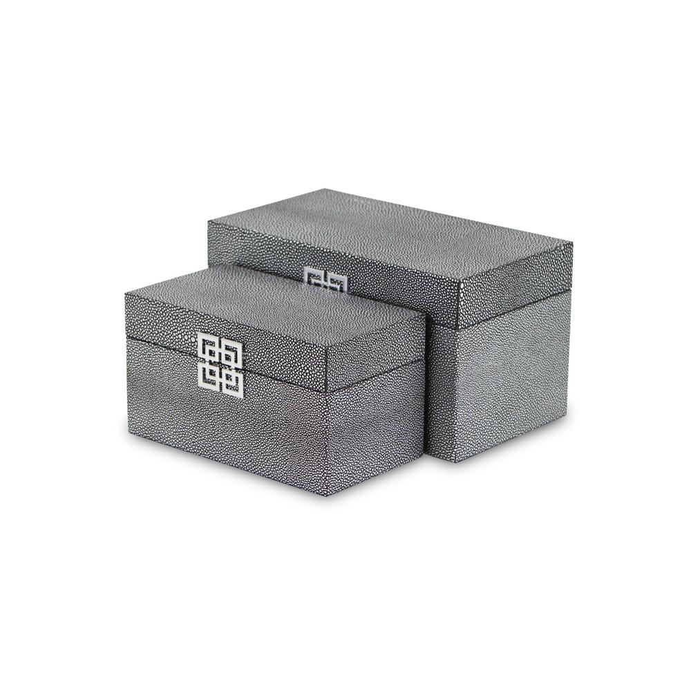 Set of Two Gray Wooden Boxes Gray. Picture 5