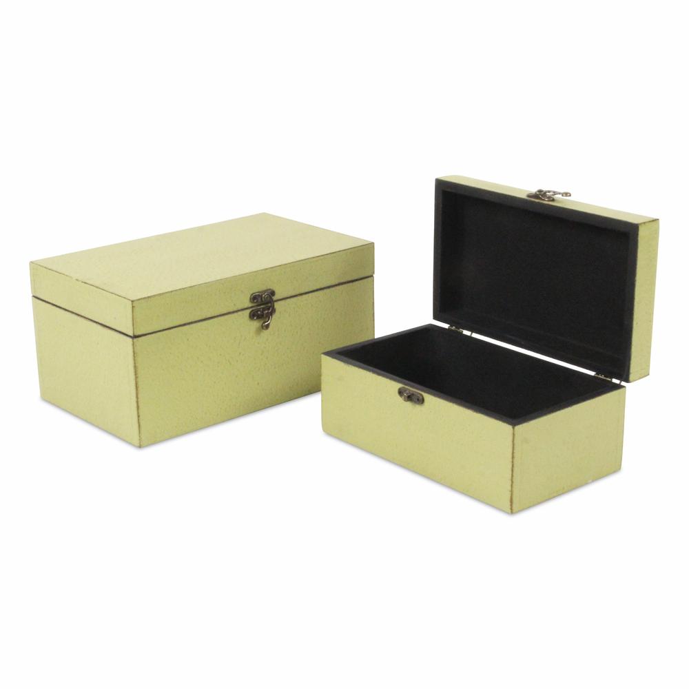 Set of Two light Green Wooden Storage Boxes. Picture 4