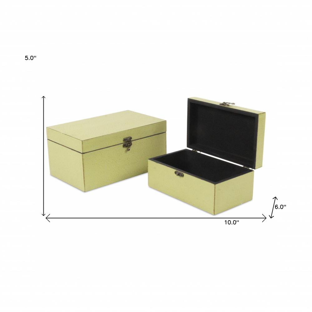 Set of Two light Green Wooden Storage Boxes. Picture 5